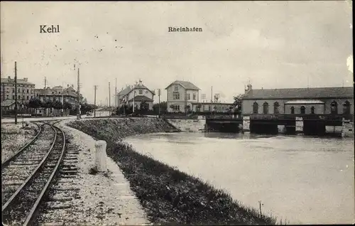 Ak Kehl am Rhein, Rheinhafen