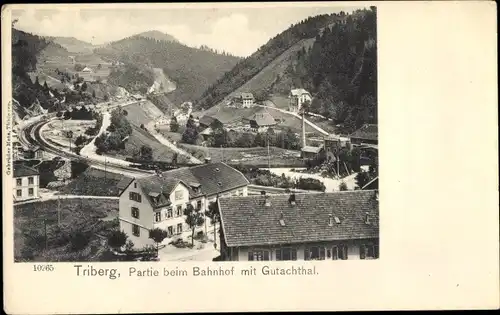 Ak Triberg im Schwarzwald, Bahnhof, Gutachtal