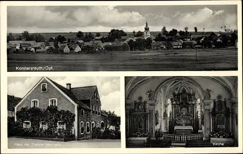Ak Konnersreuth in der Oberpfalz, Gesamtansicht, Kirche, Haus der Therese Neumann