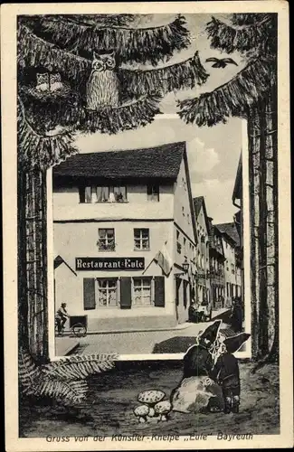 Ak Bayreuth in Oberfranken, Restaurant Eule, Künstlerkneipe