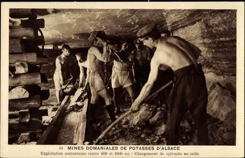 Ak Mines Domaniales de Potasses d'Alsace, Chargement de sylvinite en taille, Kalibergwerk