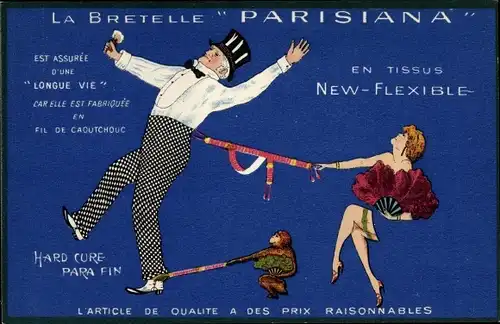 Ak Reklame La Bretelle Parisiana, New Flexible, Hosenträger, Strapse, Etablissements Standard