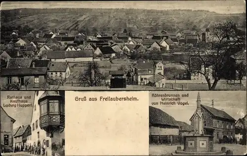 Ak Freilaubersheim Frei Laubersheim in Rheinhessen, Rathaus, Kaufhaus, Röhrenbrunnen, Wirtschaft