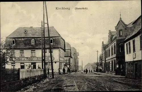 Ak Kirchberg im Hunsrück, Gasthaus zum Bahnhof, Straßenpartie
