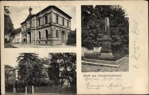 Ak Handschuhsheim Heidelberg am Neckar, Teilansichten, Kriegerdenkmal