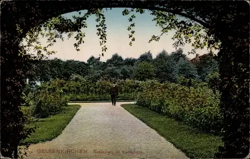 Ak Gelsenkirchen im Ruhrgebiet, Rosenplatz im Stadtgarten