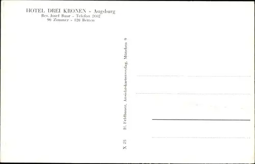 Ak Augsburg in Schwaben, Hotel Drei Kronen