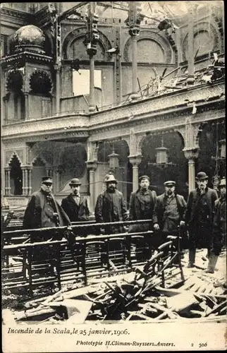 Ak Antwerpen Anvers Flandern, Incendie de la Scala 1906, Theater nach Brand