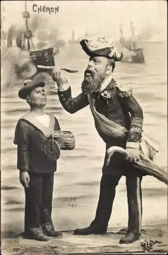 Ak Chéron, Matrose und Admiral in Uniform, Plastik