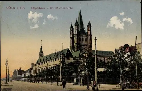 Ak Köln am Rhein, Stapelhaus u. St. Martinskirche