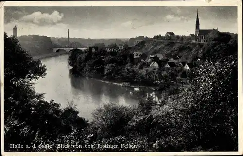 Ak Halle an der Saale, Blick von den Trothaer Felsen