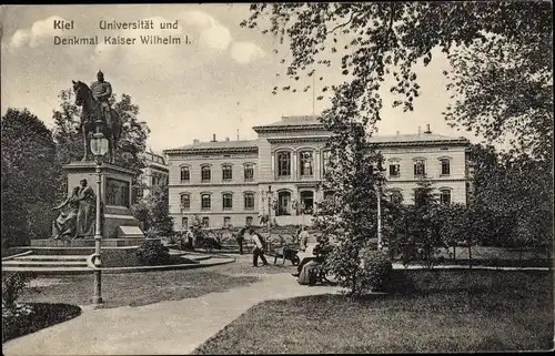 Ak Kiel Schleswig Holstein, Universität u. Denkmal Kaiser Wilhelm I.