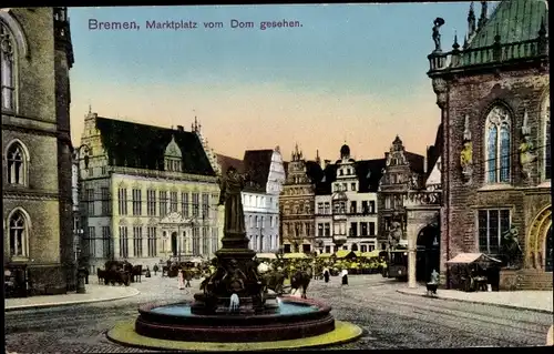 Ak Hansestadt Bremen, Marktplatz vom Dom aus gesehen