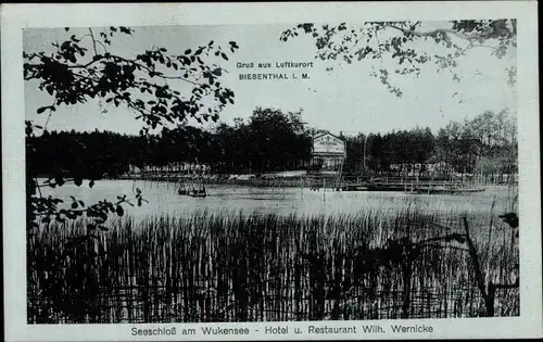 Ak Biesenthal in der Mark, Seeschloss am Wukensee, Hotel u. Restaurant Wilhelm Wernicke