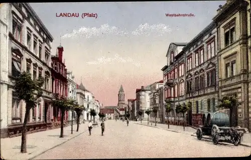 Ak Landau in der Pfalz, Westbahnstraße, 1919
