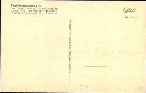 Ak Pömbsen Bad Driburg in Westfalen, Bad Hermannsborn, Kurhaus, Speisesaal