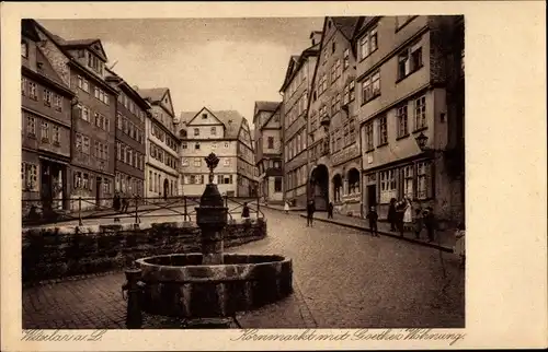 Ak Wetzlar an der Lahn, Kornmarkt mit Goethes Wohnung