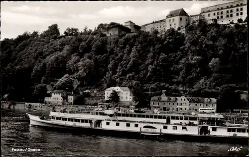 Ak Passau in Niederbayern, Donaupartie mit Oberhaus