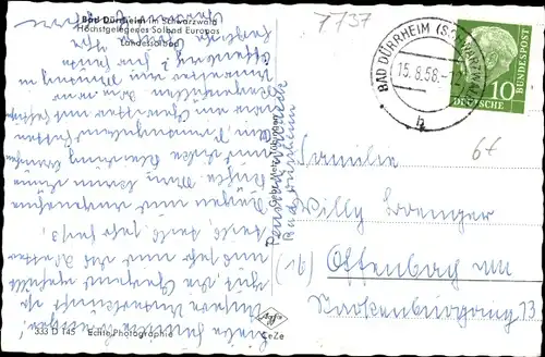 Ak Bad Dürrheim im Schwarzwald, Landessolbad