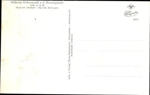 Ak Durlach Karlsruhe in Baden, Skiheim Ochsenstall an der Hornisgrinde