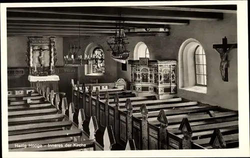 Ak Hallig Hooge in Nordfriesland, Inneres der Kirche