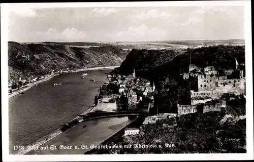 Ak Sankt Goarshausen am Rhein, St. Goar, Rheinfels, Burg Katz