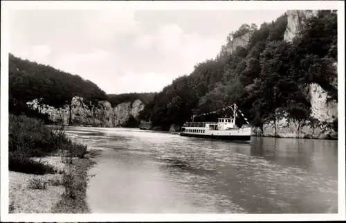 Ak Kelheim an der Donau Niederbayern, Weltenburger Durchbruch, Dampfer MS Kelheim, Bay. Lloyd