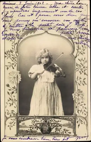 Passepartout Ak Foto Ak Mädchen mit Geige