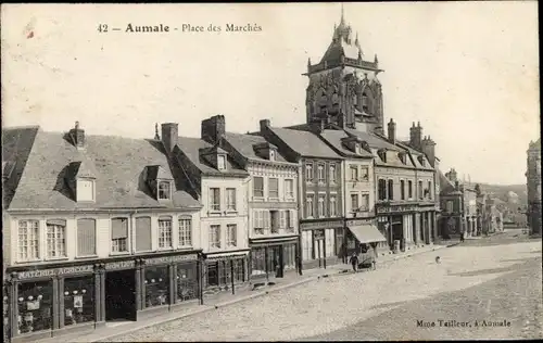 Ak Aumale Seine Maritime, Place des Marches