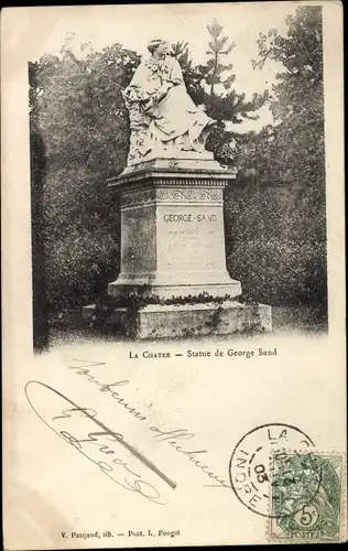 Ak La Châtre Indre, Statue du George Sand