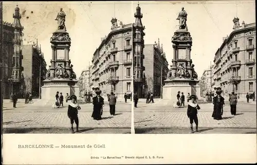 Stereo Ak Barcelona Katalonien Spanien, Monument de Güell