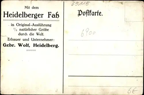 Ak Heidelberg, Erbauer Gebr. Wolf, Heidelberger Faß