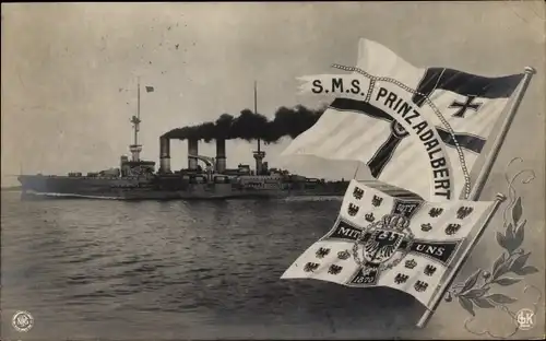 Ak Deutsches Kriegsschiff, SMS Prinz Adalbert, Großer Kreuzer