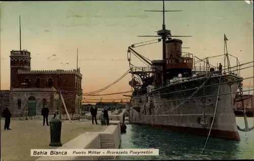 Ak Bahia Blanca Argentinien, Argentinisches Kriegsschiff, Pueyrredon, Panzerkreuzer
