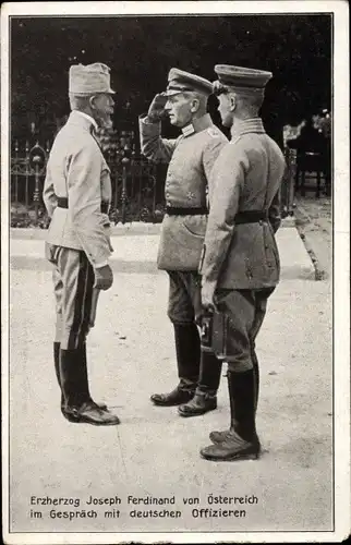 Ak Erzherzog Joseph Ferdinand von Österreich im Gespräch mit deutschen Offizieren