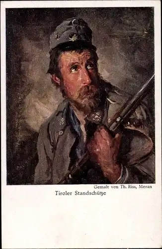 Künstler Ak Riss, Th., Tiroler Standschütze, KuK Armee, Portrait