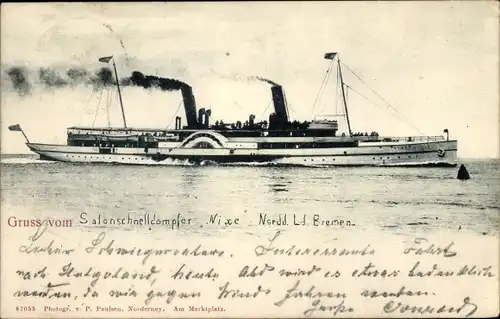 Ak Salonschnelldampfer Nixe, Norddeutscher Lloyd