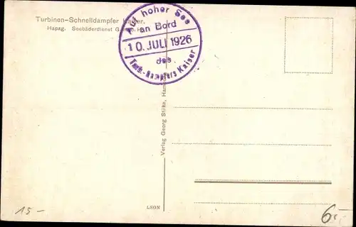 Ak Dampfer Kaiser, HAPAG Seebäderdienst