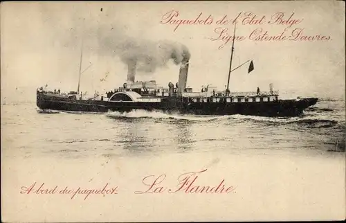 Ganzsachen Ak Belgien, Fährschiff La Flandre, Linie Ostende Dover