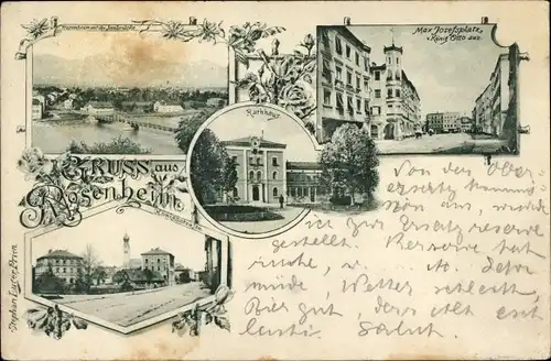 Ak Rosenheim Oberbayern, Max Josefsplatz, Rathaus