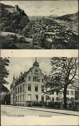 Ak Heidelberg am Neckar, Ohrenklinik, Totalansicht, Schloss