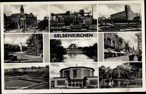 Ak Gelsenkirchen Westfalen, Halle, Strandbad, Hochofen