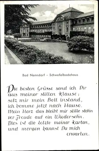 Ak Bad Nenndorf an der Weser, Schwefelbadehaus