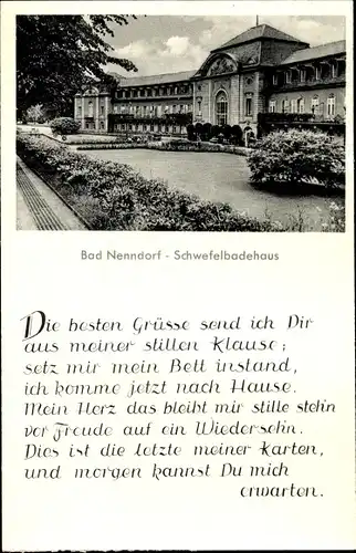 Ak Bad Nenndorf an der Weser, Schwefelbadehaus