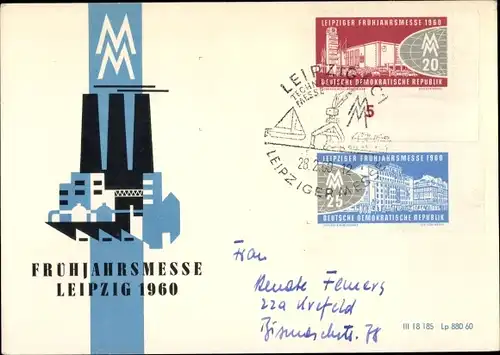 Ak Leipzig in Sachsen, Leipziger Messe 1960, Frühjahrsmesse, Stempel Technische Messe