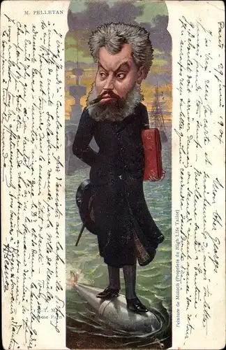 Künstler Ak Politiker und Schriftsteller Eugène Pelletan, Karikatur