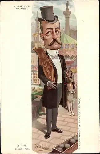 Künstler Ak Moloch, Politiker Pierre Waldeck-Rousseau, Karikatur