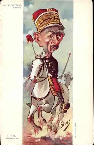 Künstler Ak Sirat, Le General Louis Andre, Karikatur, Dreyfus Affäre