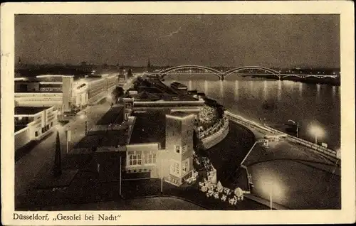 Ak Düsseldorf am Rhein, Große Ausstellung GeSoLei 1926 bei Nacht, Beleuchtung