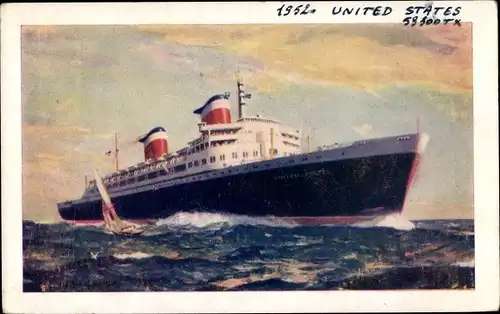 Ak New SS United States, Dampfschiff, Dampfer, United States Lines